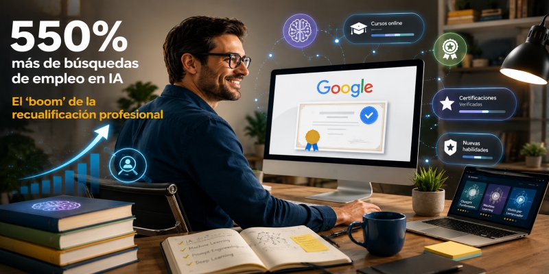 El interés por la IA en España se dispara: las búsquedas de empleo relacionadas con esta tecnología crecen un 550%