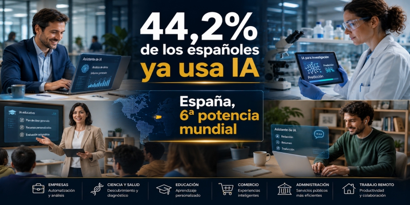 España alcanza un 44,2% de adopción de IA y se sitúa entre las economías más avanzadas del mundo
