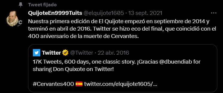 ESCRIBIR EL QUIJOTE EN 17.000 TWEETS imagen 1
